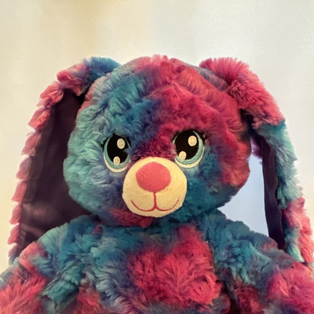 2017 Build a Bear Tie Dye Bunny Magenta Cobal Blue Purple 16" Plush VGUC Read